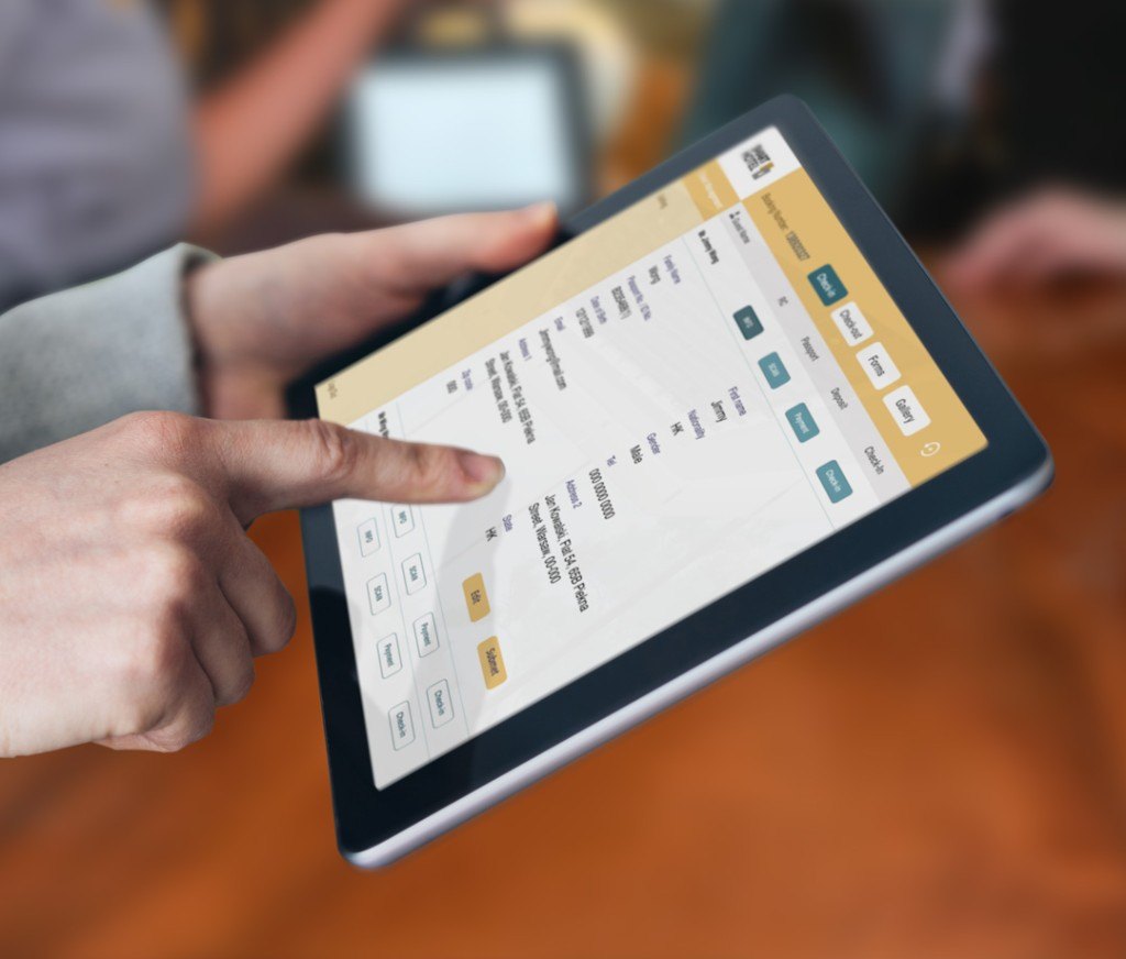 Digital registration on a tablet